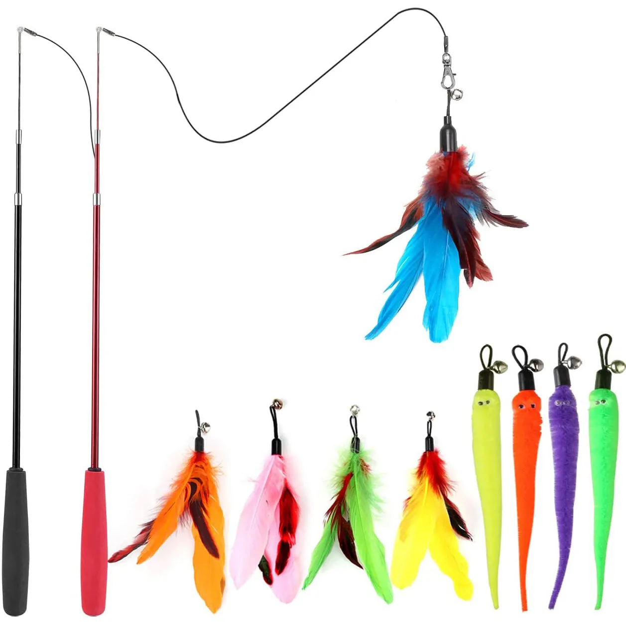 11-Pack: Interactive Cat Toy Wand