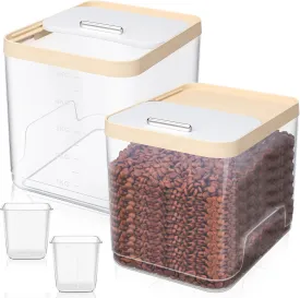 2 Pack Airtight Dog Food Storage Container, Up to 10 lbs, Cat Food Container Clear Pet Food Storage Bin with Measuring and 2 Scoops for Dog Cat Bird and Other Pet, Keep Dry Food Fresh