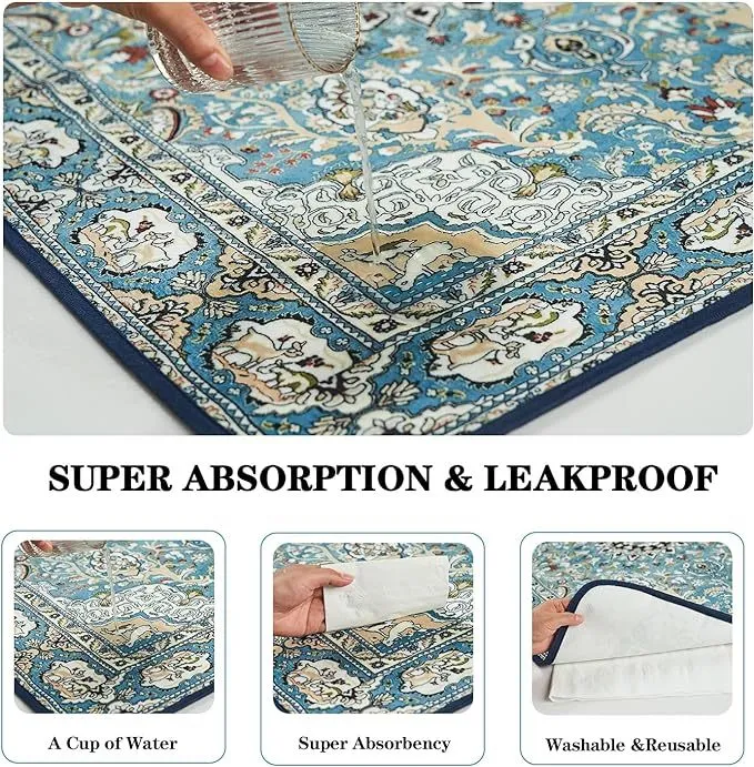 2-Pack Reusable Puppy Potty Pads 36"x41", Washable, Litter Mat, For Floor, Crate, Couch, Medallion Blue
