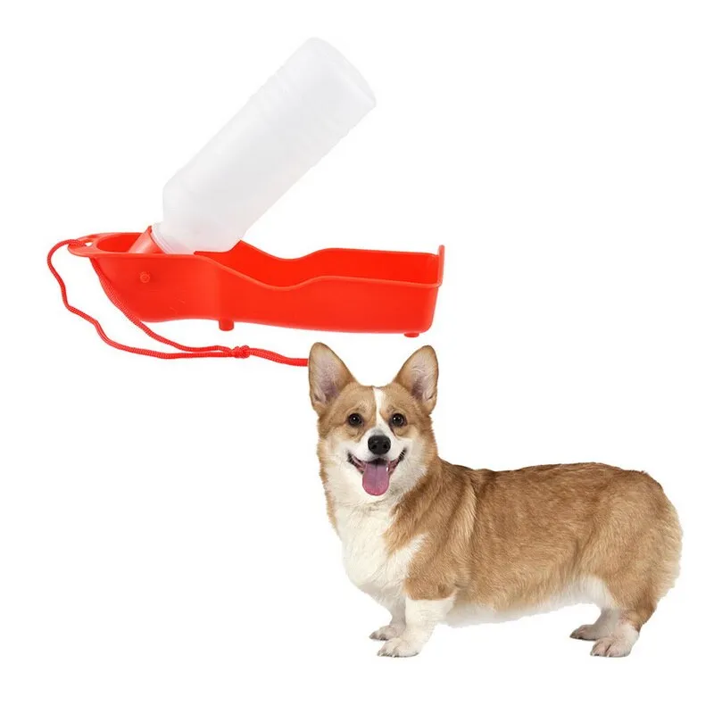 250ml Dog Water Bottle Feeder With Bowl Plastic