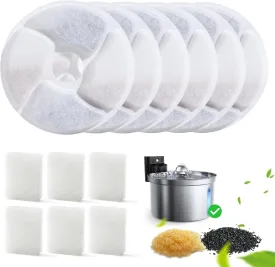 6 Pack Cat Water Fountain Filter & 6 Pack Pump Filter Sponges Replacement for [FN-W19] - 6 Filters 1 ABS Shell 6 Sponges