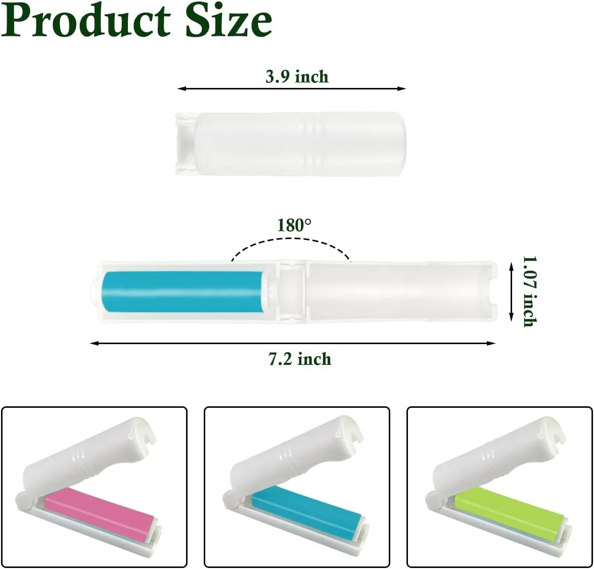 6-Pack of Reusable Lint Rollers, 3 Colors Foldable Mini Lint Roller, Small and Portable to Easily Remove Lint Hair Dust and Pet Hair(Blue, Green, Pink)
