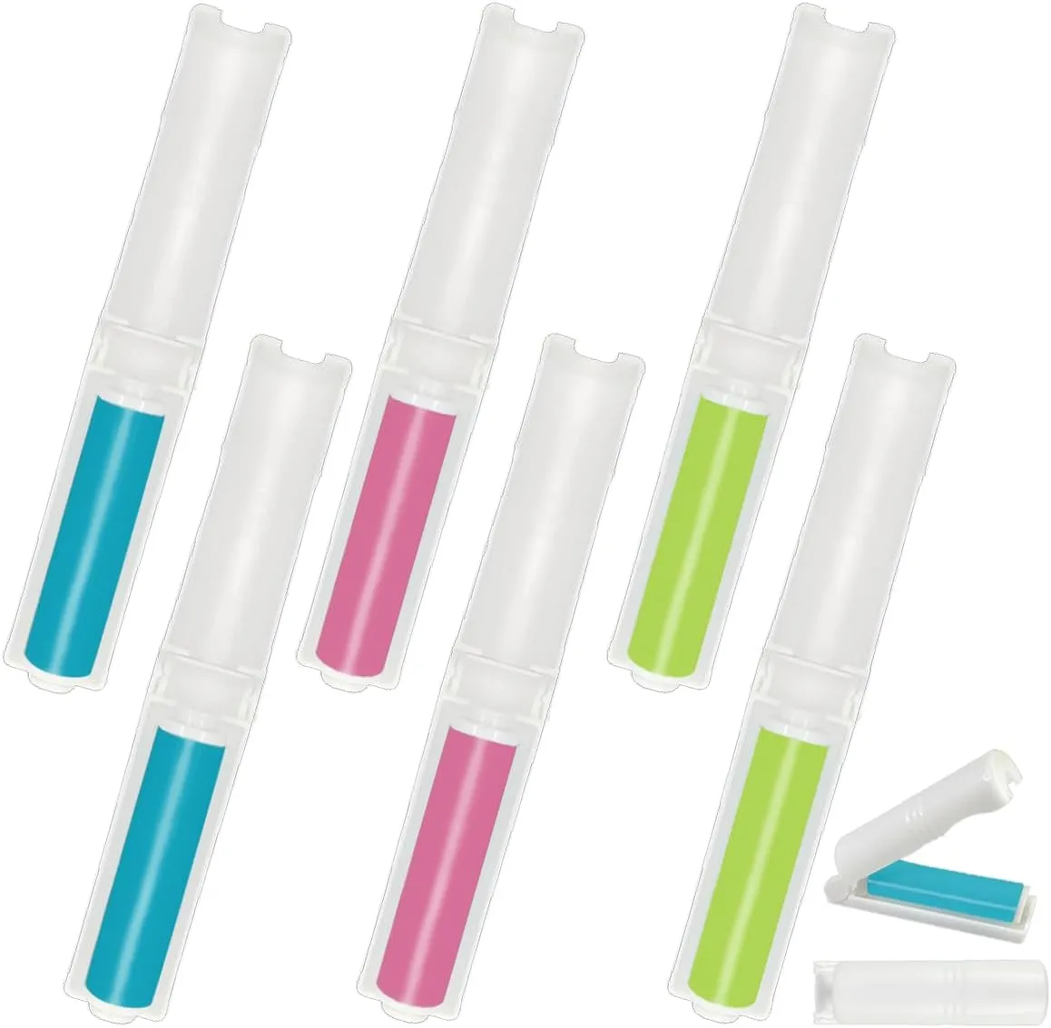 6-Pack of Reusable Lint Rollers, 3 Colors Foldable Mini Lint Roller, Small and Portable to Easily Remove Lint Hair Dust and Pet Hair(Blue, Green, Pink)