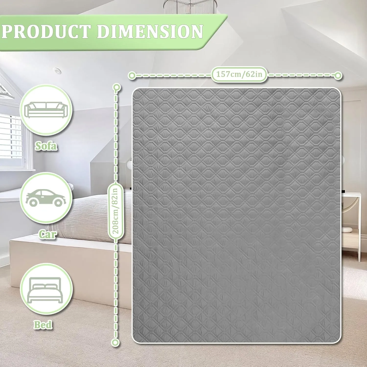 62x82 Inch Waterproof Dog Bed Cover Pet Blanket, Couch Cover for Dogs,Pets,Cats Washable Non-Slip Backing Reversible, Dark Gray/Light