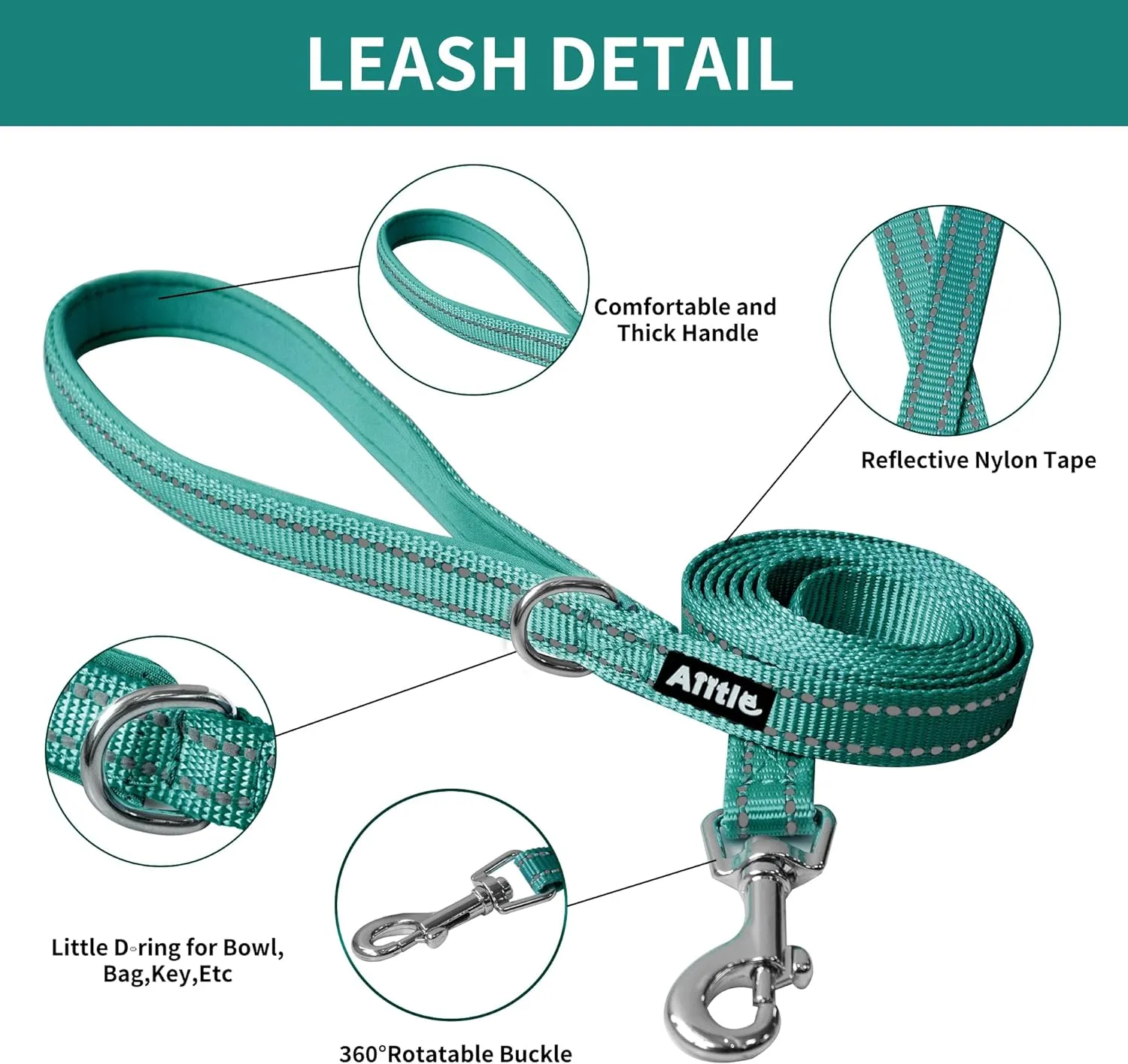 AIITLE Comfortable Dog Harness and Leash Set for Walking - Spring Step in Vest Harness,Reflective Bands, Adjustable No Pull Puppy Essentials, for Small Dogs and House Cats Pure Turquoise XS