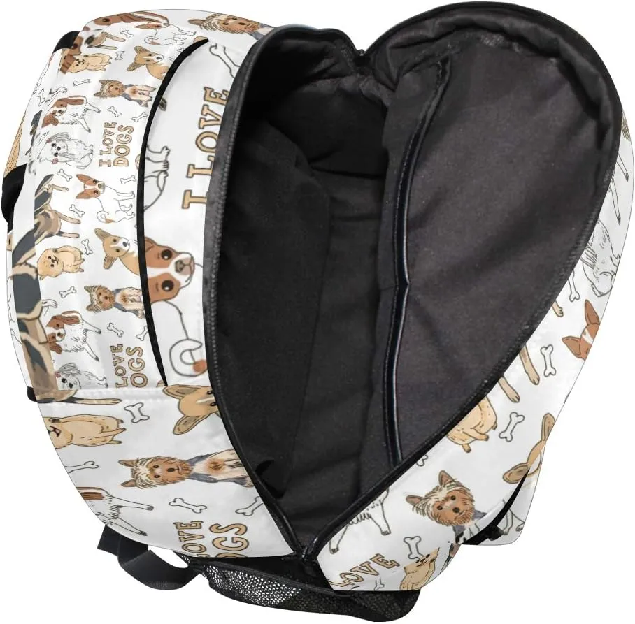 ALAZA Cute Doodle Dog Print Animal Large Backpack for Kids Boys Girls School Student Personalized Laptop iPad Tablet Travel School Bag with Multiple Pockets