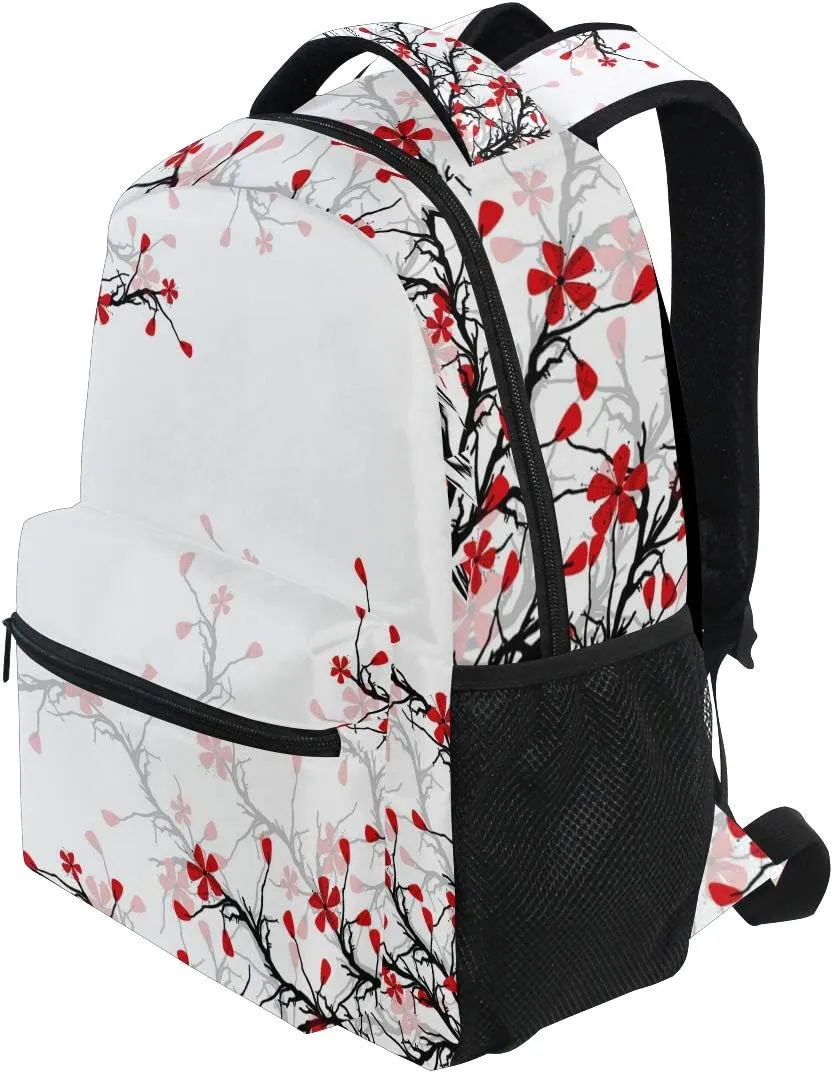 ALAZA Japanese Cherry Blossom Sakura Large Backpack for Girls Kids School Women Personalized Laptop iPad Tablet Travel School Bag with Multiple Pockets for Men Women College