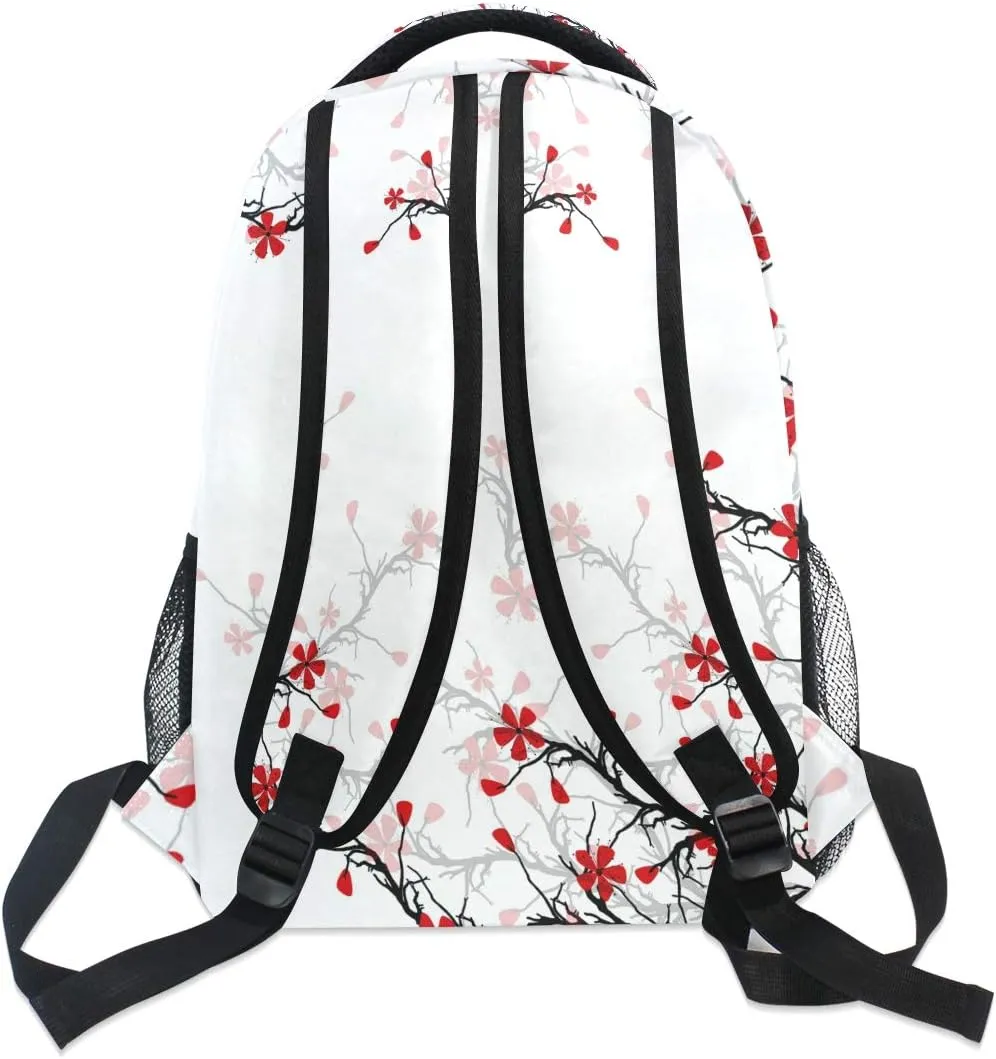 ALAZA Japanese Cherry Blossom Sakura Large Backpack for Girls Kids School Women Personalized Laptop iPad Tablet Travel School Bag with Multiple Pockets for Men Women College