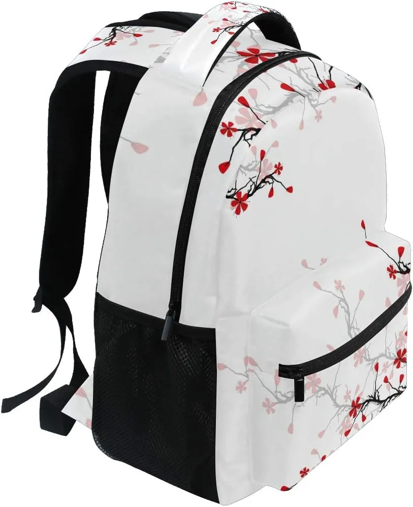 ALAZA Japanese Cherry Blossom Sakura Large Backpack for Girls Kids School Women Personalized Laptop iPad Tablet Travel School Bag with Multiple Pockets for Men Women College