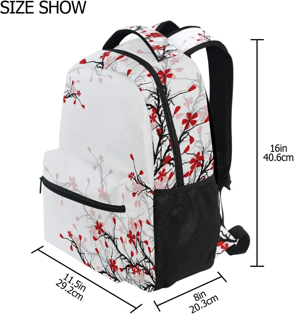 ALAZA Japanese Cherry Blossom Sakura Large Backpack for Girls Kids School Women Personalized Laptop iPad Tablet Travel School Bag with Multiple Pockets for Men Women College