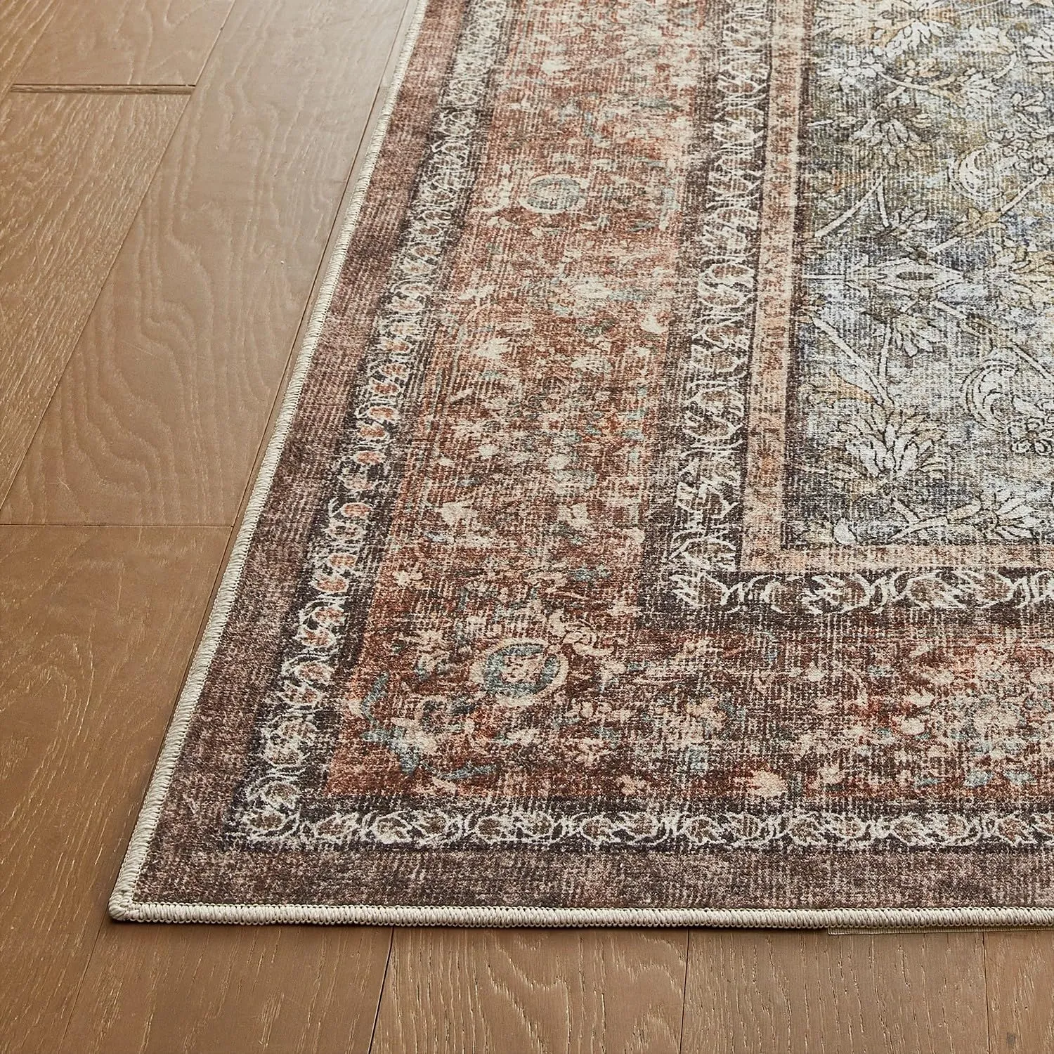 Area Rugs 5x7 Washable Non Skid Farmhouse Boho Carpet Pet & Kid Friendly Foldable Stain Resistant Rug Fade Resistant Area Rug for Kids Room, Living Room, Bedroom