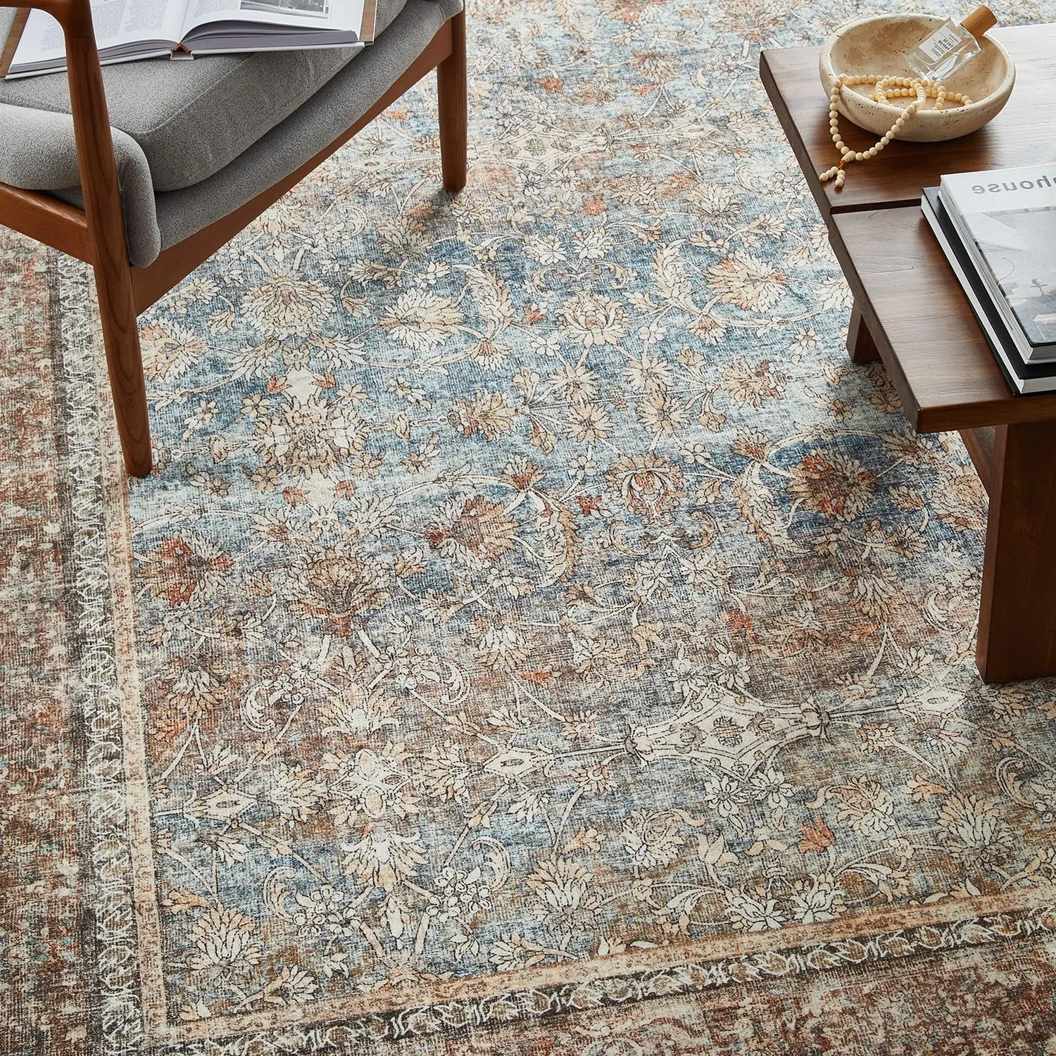 Area Rugs 5x7 Washable Non Skid Farmhouse Boho Carpet Pet & Kid Friendly Foldable Stain Resistant Rug Fade Resistant Area Rug for Kids Room, Living Room, Bedroom