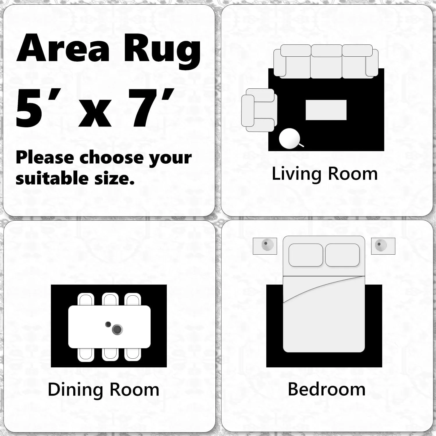 Area Rugs 5x7 Washable Non Skid Farmhouse Boho Carpet Pet & Kid Friendly Foldable Stain Resistant Rug Fade Resistant Area Rug for Kids Room, Living Room, Bedroom