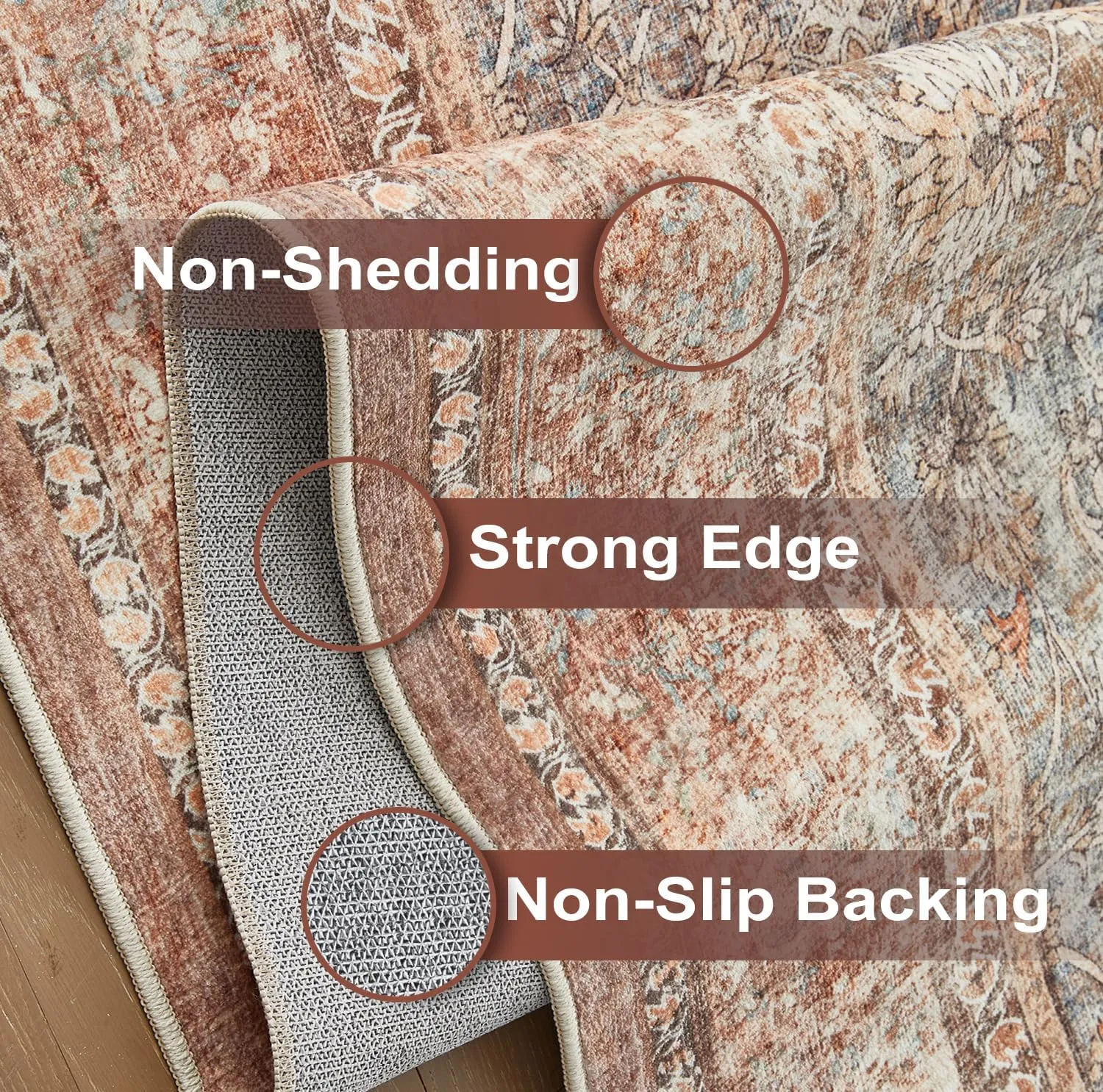 Area Rugs 5x7 Washable Non Skid Farmhouse Boho Carpet Pet & Kid Friendly Foldable Stain Resistant Rug Fade Resistant Area Rug for Kids Room, Living Room, Bedroom