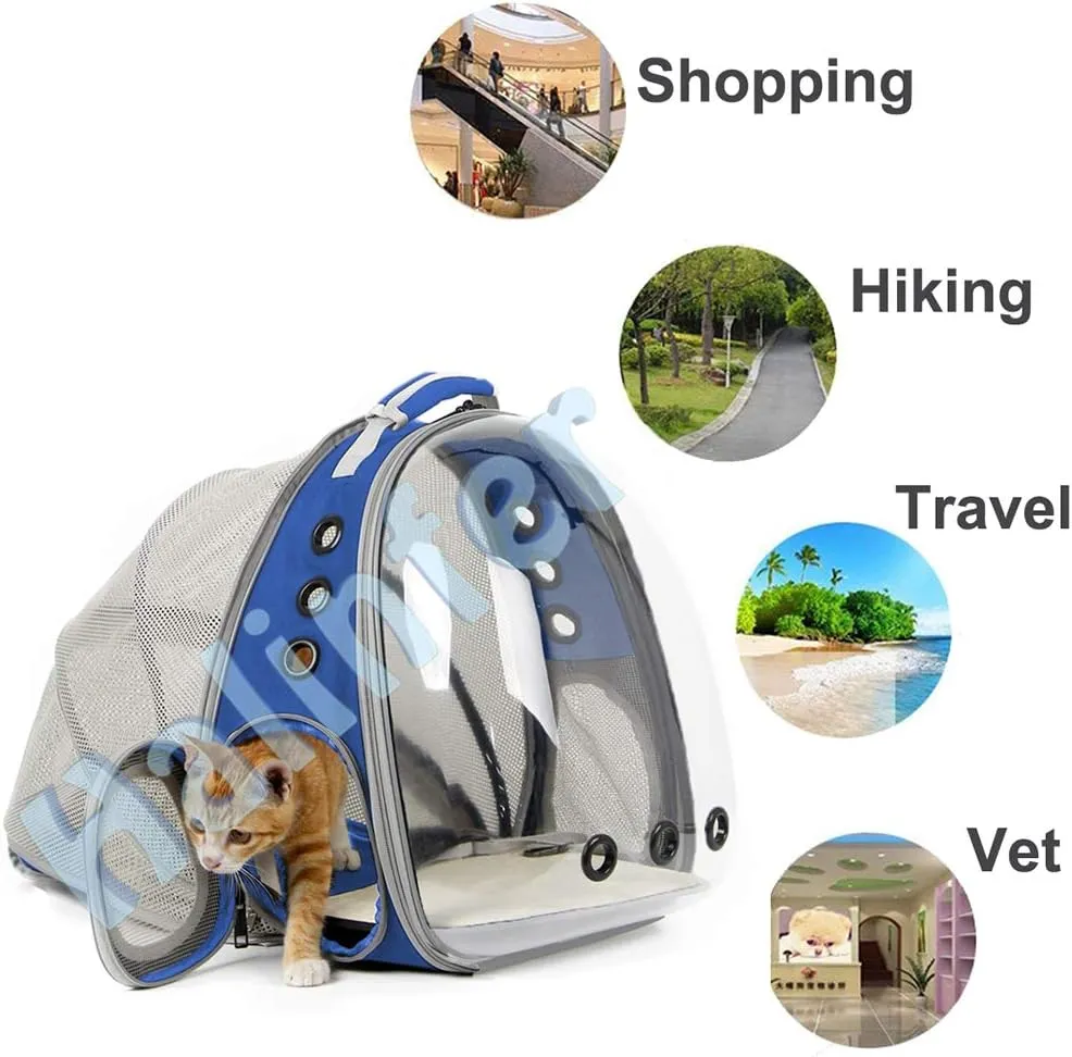 Back Expandable Cat Backpack Carrier, Fit up to 12 lbs, Space Capsule Bubble Window Pet Carrier Backpack for Cat and Small Puppy