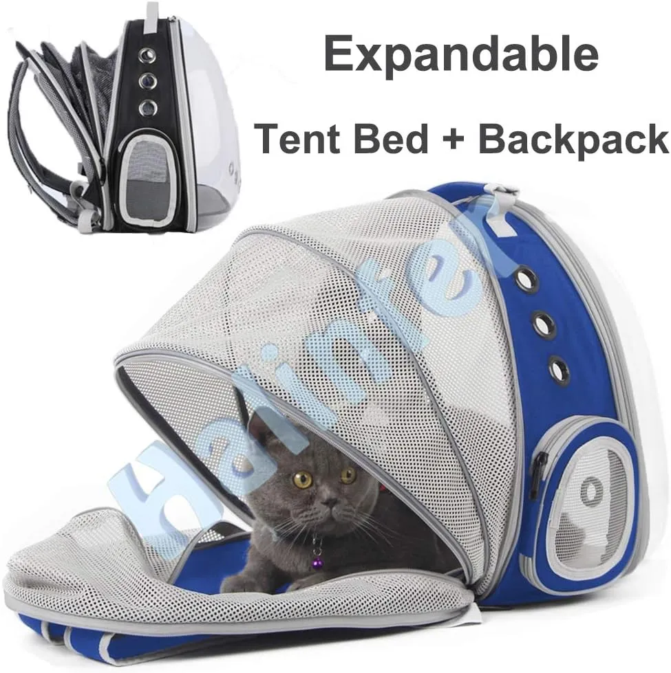 Back Expandable Cat Backpack Carrier, Fit up to 12 lbs, Space Capsule Bubble Window Pet Carrier Backpack for Cat and Small Puppy