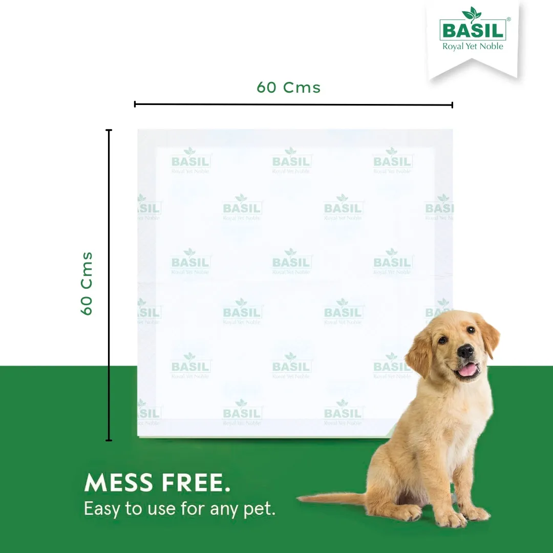 BASIL Dog and Puppy Potty Training Pads, Heavy Duty Absorbency (60x60 Cms) Large