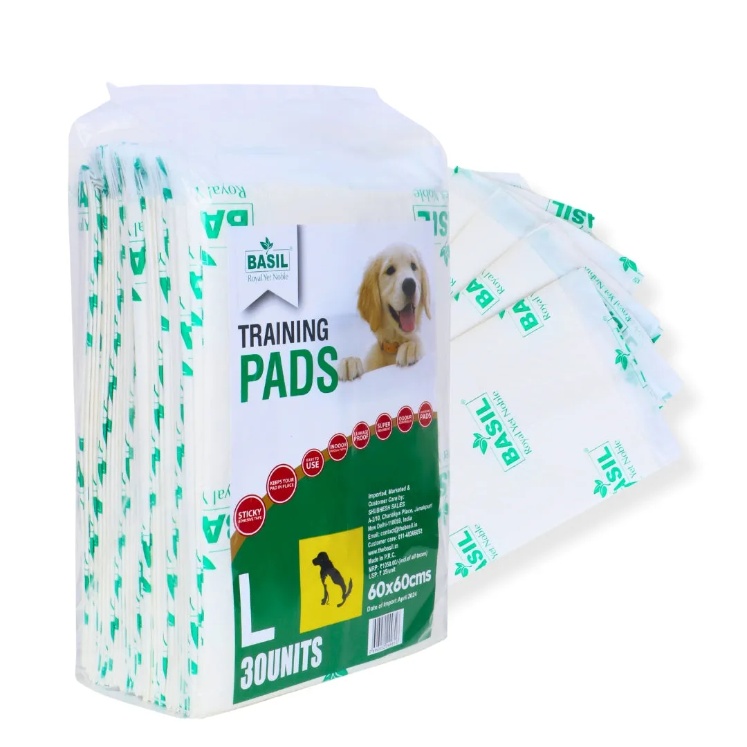 BASIL Dog and Puppy Potty Training Pads, Heavy Duty Absorbency (60x60 Cms) Large
