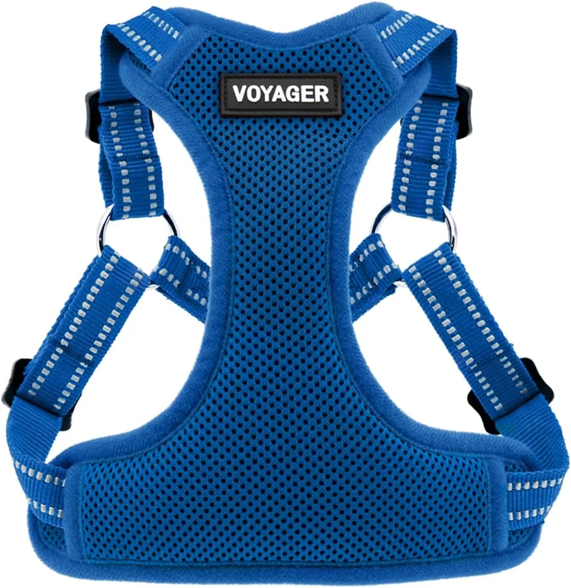 Best Pet Supplies Voyager Adjustable Dog Vest Harness Breathable No Pull Harness for Small, Medium, Large Dogs, Harness for Walking, Jogging, Easy Step-in, Reflective Stripes - Royal Blue, L