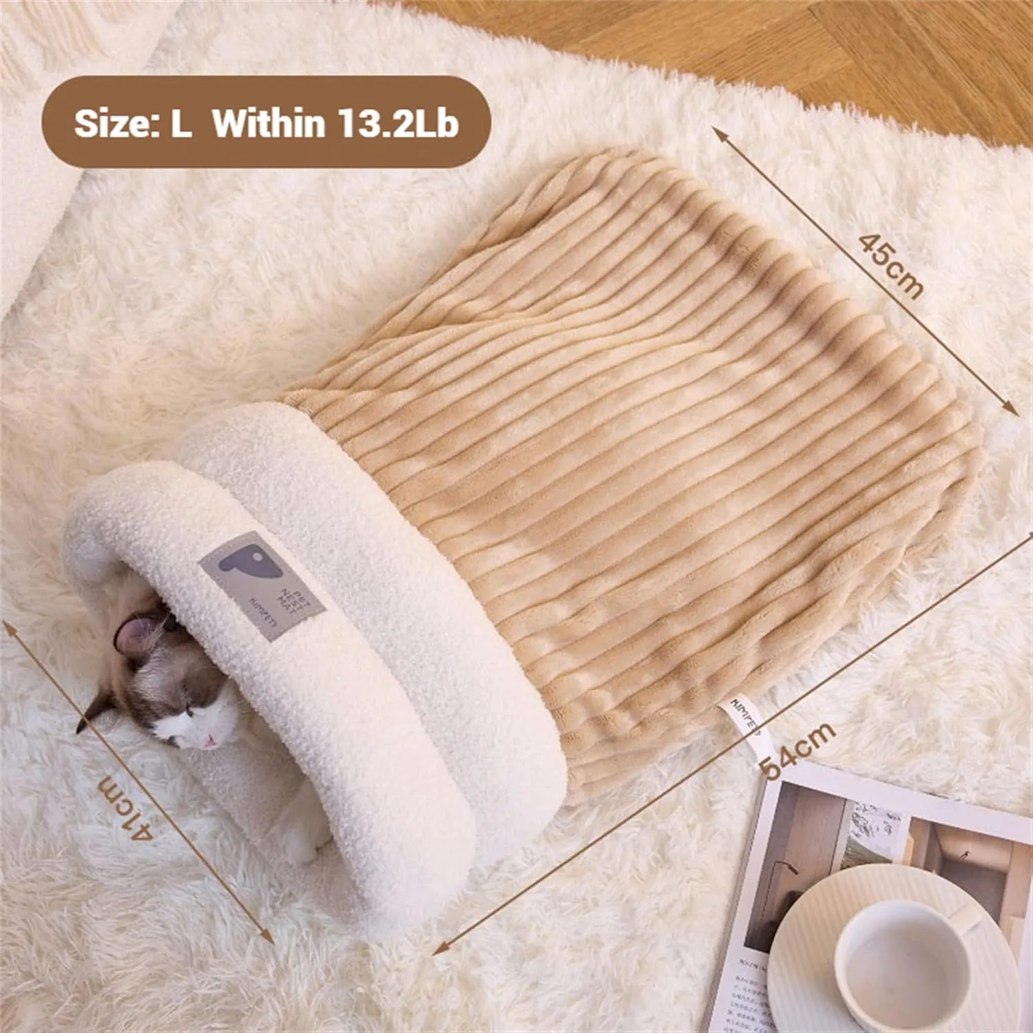 Cat Sleeping Bag Winter Cat Sleeping Bag for Indoor Cats Soft Self Warming Cozy Hiding Blanket Cat Cave Plush Fluffy Cat Sack Bags Bed for Small Pet Up to 13.2 Lbs (Style1, Large)