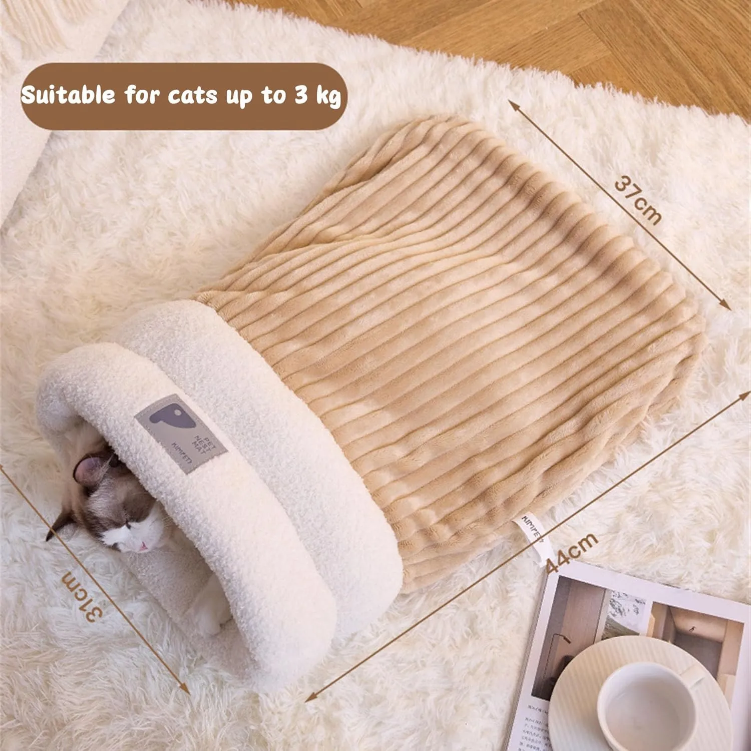 Cat Sleeping Bag Winter Cat Sleeping Bag for Indoor Cats Soft Self Warming Cozy Hiding Blanket Cat Cave Plush Fluffy Cat Sack Bags Bed for Small Pet Up to 13.2 Lbs (Style1, Large)
