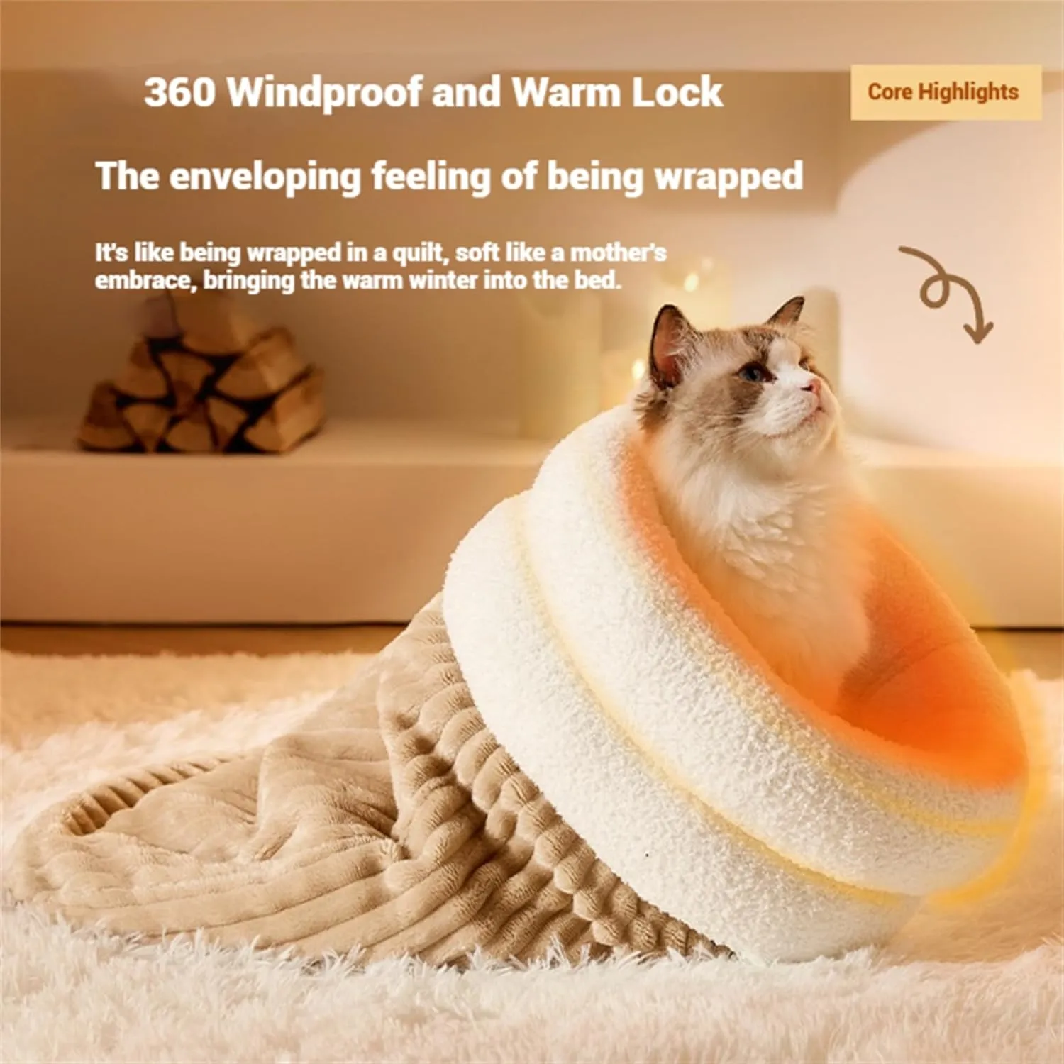 Cat Sleeping Bag Winter Cat Sleeping Bag for Indoor Cats Soft Self Warming Cozy Hiding Blanket Cat Cave Plush Fluffy Cat Sack Bags Bed for Small Pet Up to 13.2 Lbs (Style1, Large)