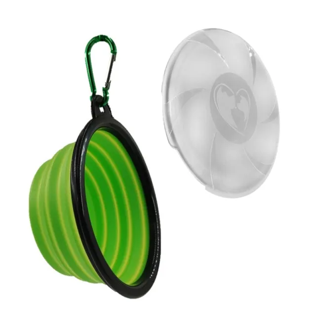 Collapsible Dog Bowl with Lids Silicone Food Water Portable