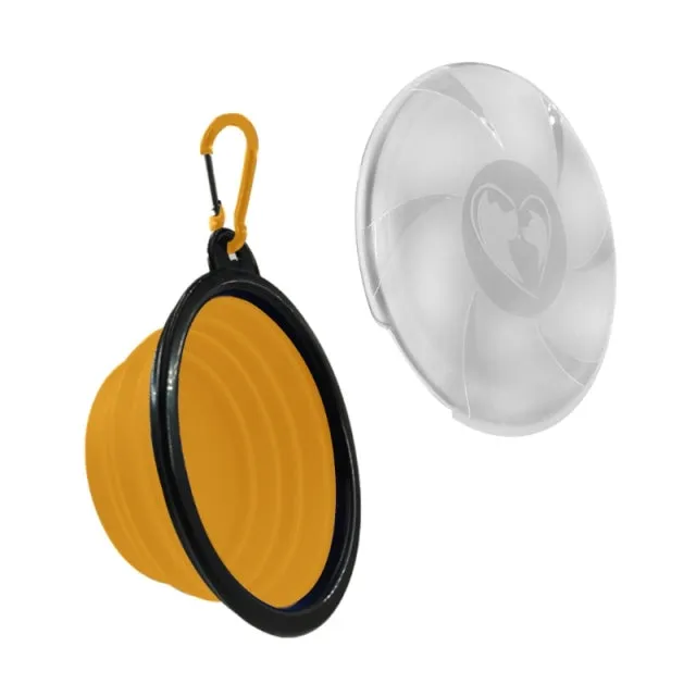 Collapsible Dog Bowl with Lids Silicone Food Water Portable