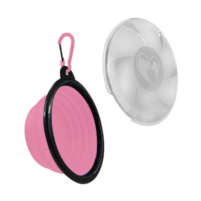 Collapsible Dog Bowl with Lids Silicone Food Water Portable