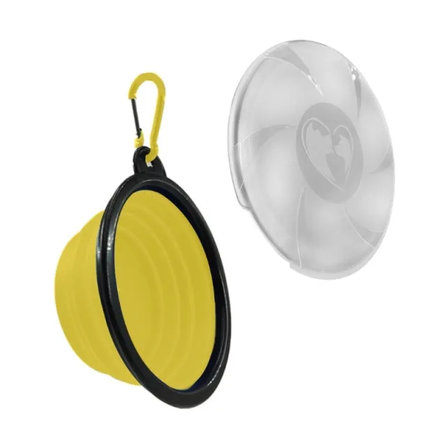 Collapsible Dog Bowl with Lids Silicone Food Water Portable