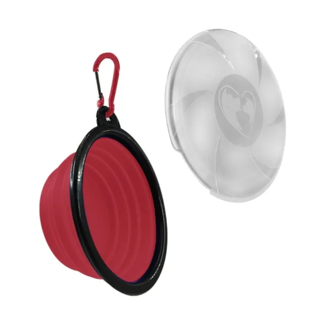 Collapsible Dog Bowl with Lids Silicone Food Water Portable