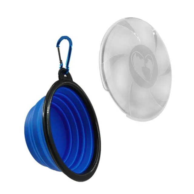 Collapsible Dog Bowl with Lids Silicone Food Water Portable