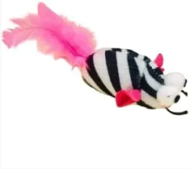 Colorful Striped Catnip Mouse Cat Toy, PP Cotton Plush, Pink, with Feather Tail