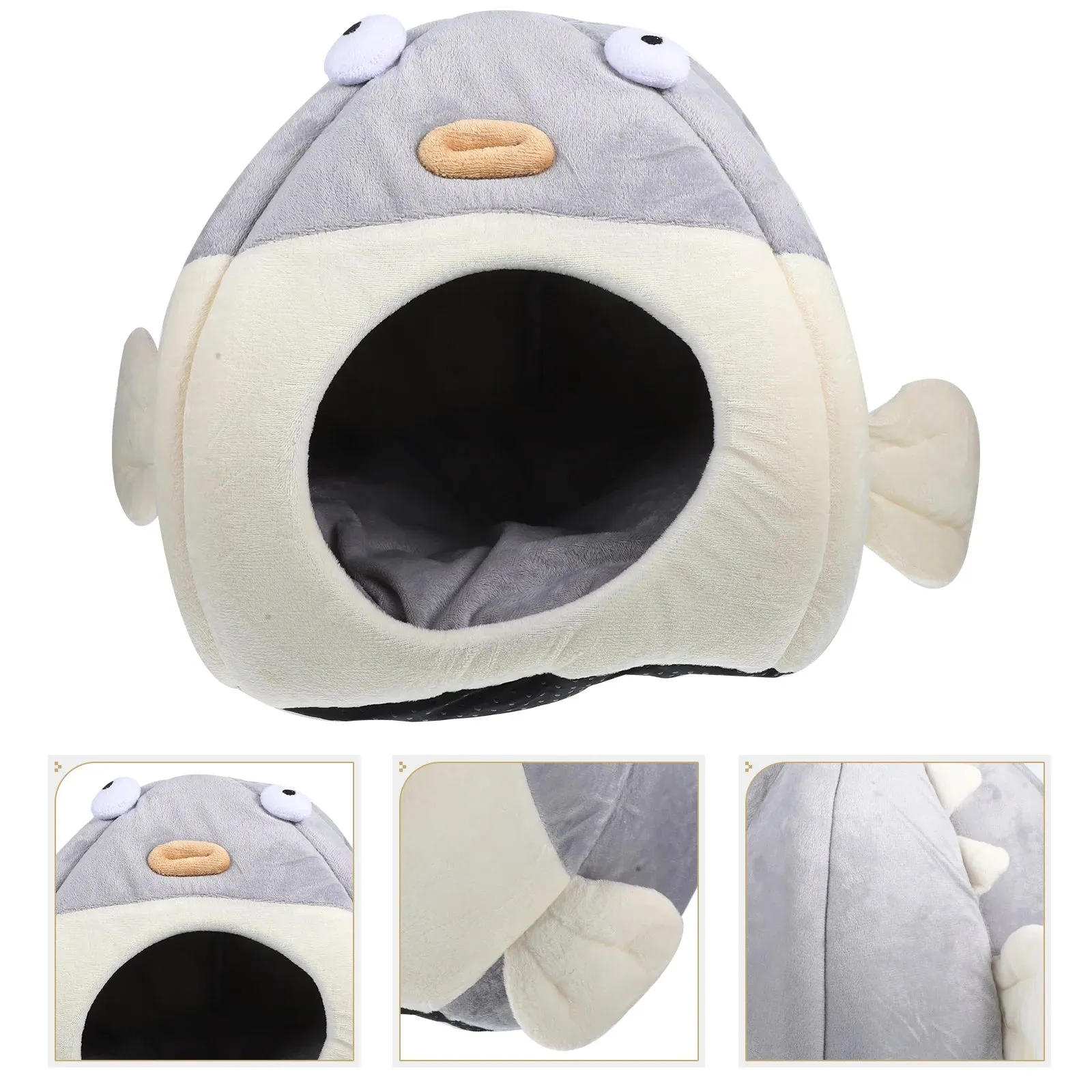 Cozy Haven for Furry Friends: Heated Semi-Enclosed Pet Cat Litter Cave Bed - Indoor Sleeping Nest for Warmth & Comfort, Perfect for Kittens!