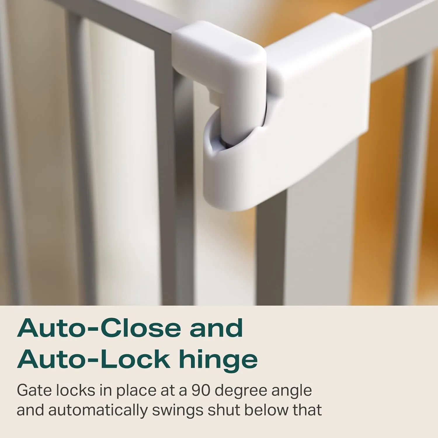 Cumbor 29.7-46" Baby Gate for Stairs, Gifts for Mom-Auto Close Dog Gate for The House, Easy Install Pressure Mounted Pet Gates for Doorways, Easy Walk Thru Wide Safety Gate for Dog, Gray
