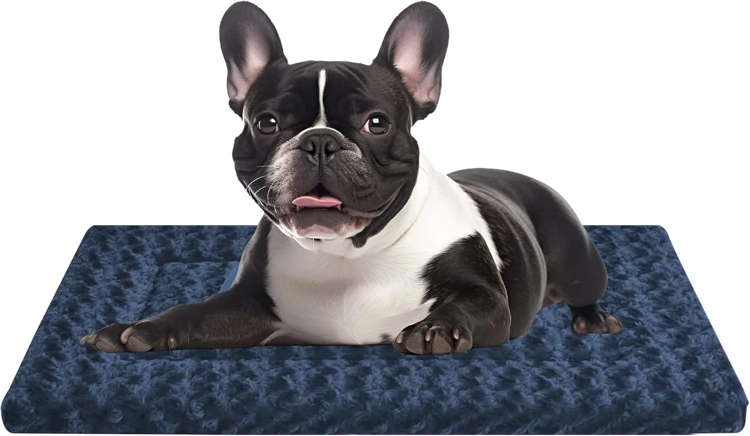 Dog Crate Bed Pad  Reversible Fleece Mat for Small, Medium, Large Dogs  Soft & Washable Anti-Slip Dog Bed Mat for Cages and Kennels  Comfortable, Durable Sleeping Pad for Dogs, Navy, S
