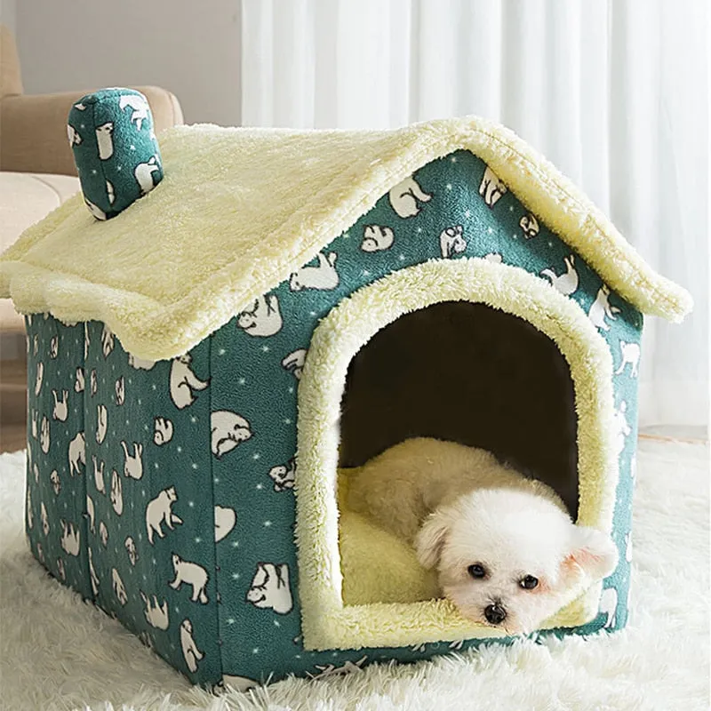 Dog House Kennel Soft Pet Bed Small Cat Tent