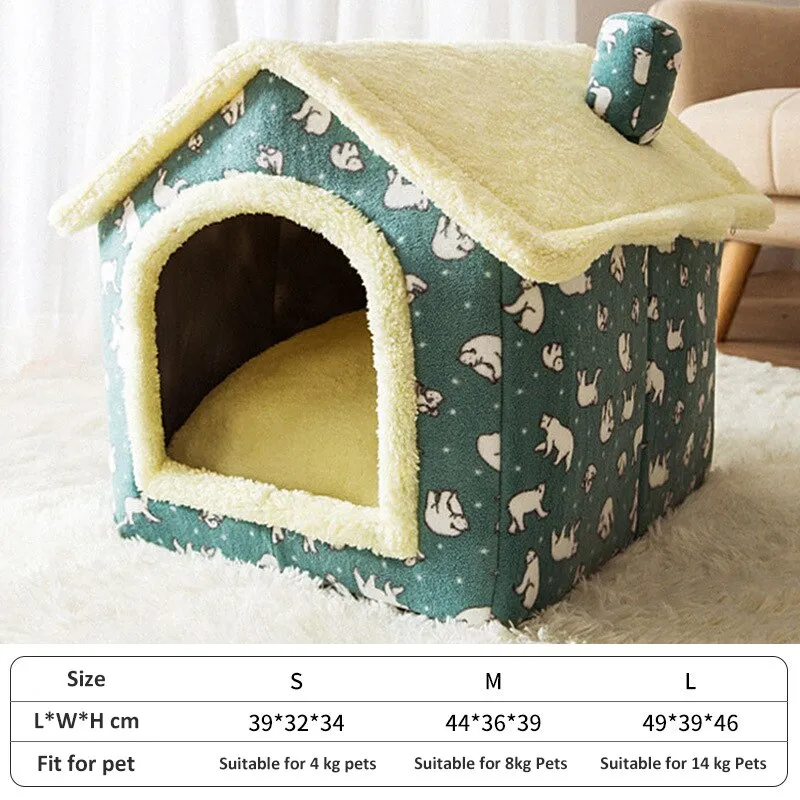 Dog House Kennel Soft Pet Bed Small Cat Tent