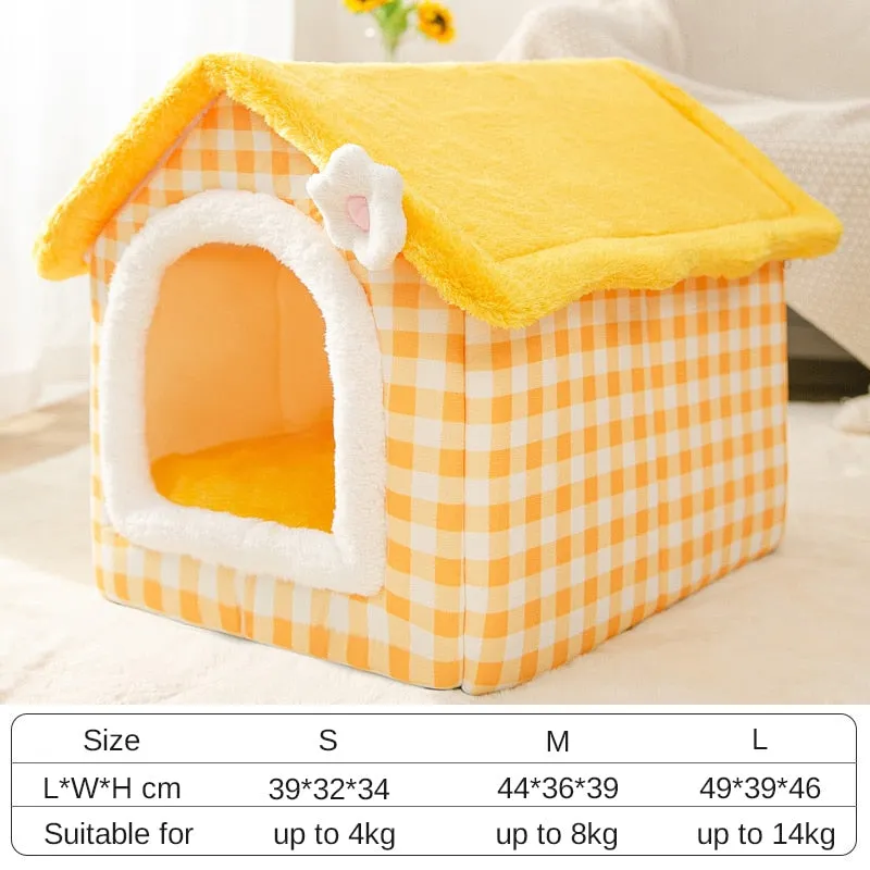 Dog House Kennel Soft Pet Bed Small Cat Tent