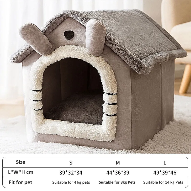 Dog House Kennel Soft Pet Bed Small Cat Tent