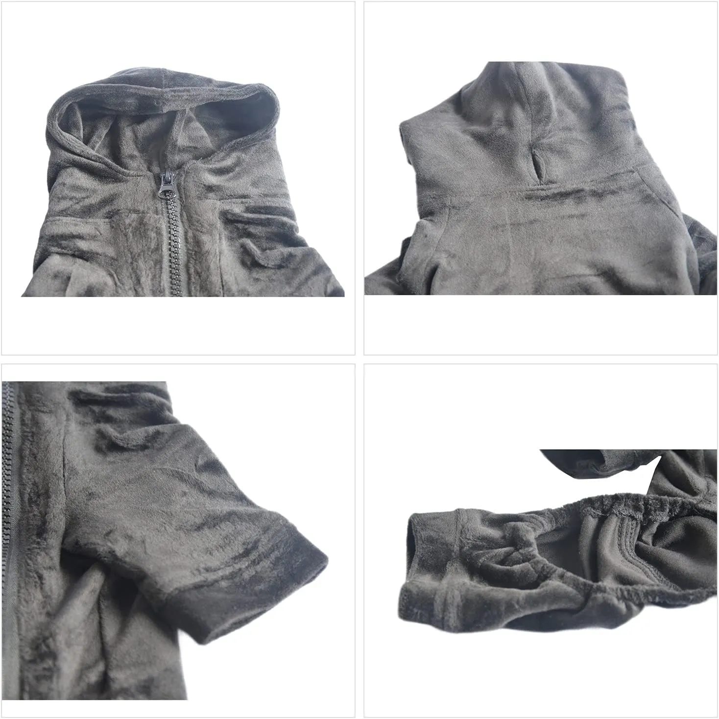 Dog Pajamas Pet Jumpsuits PJS for All Seasons, Velvet Dog Hoodies 4 Legs Four Feet Dog Onesies Stylish PJS Puppy Costume Cotton Liner Warm Pet Clothes for Small Medium Large Dogs Black L