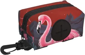 Dog Poop Bag Holder For Leash, Lightweight Dispenser For Pet Waste Bags Abstract Flamingo Puppy Potty Carrier Small Doggy Zipper Pouch With Carabiner Clip
