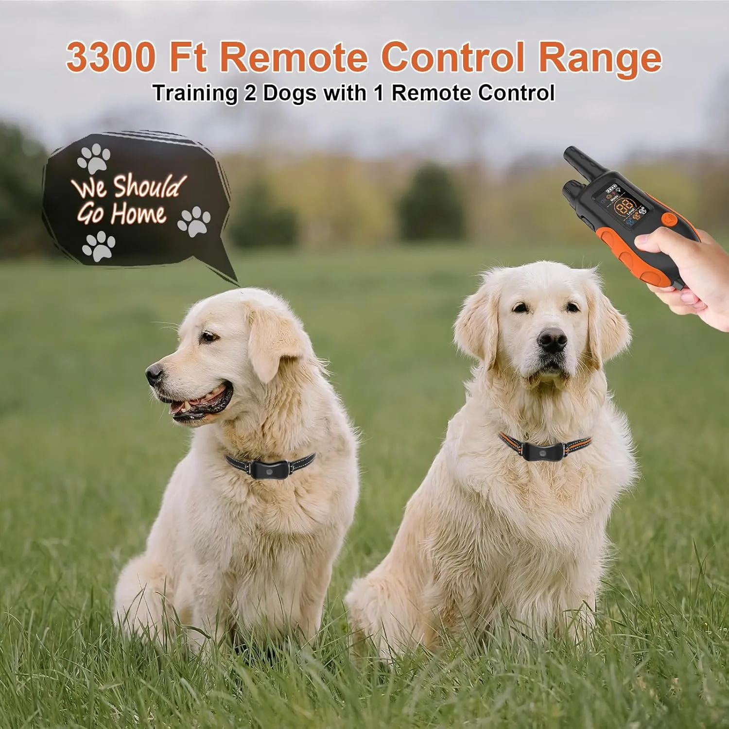 Dog Shock Collar with Remote Control Color Screen - 3300 FT Remote Range, Dog Training Collar with 3 Training Modes, 2 Rechargeable Waterproof E-Collar for Dogs 15-125LBS