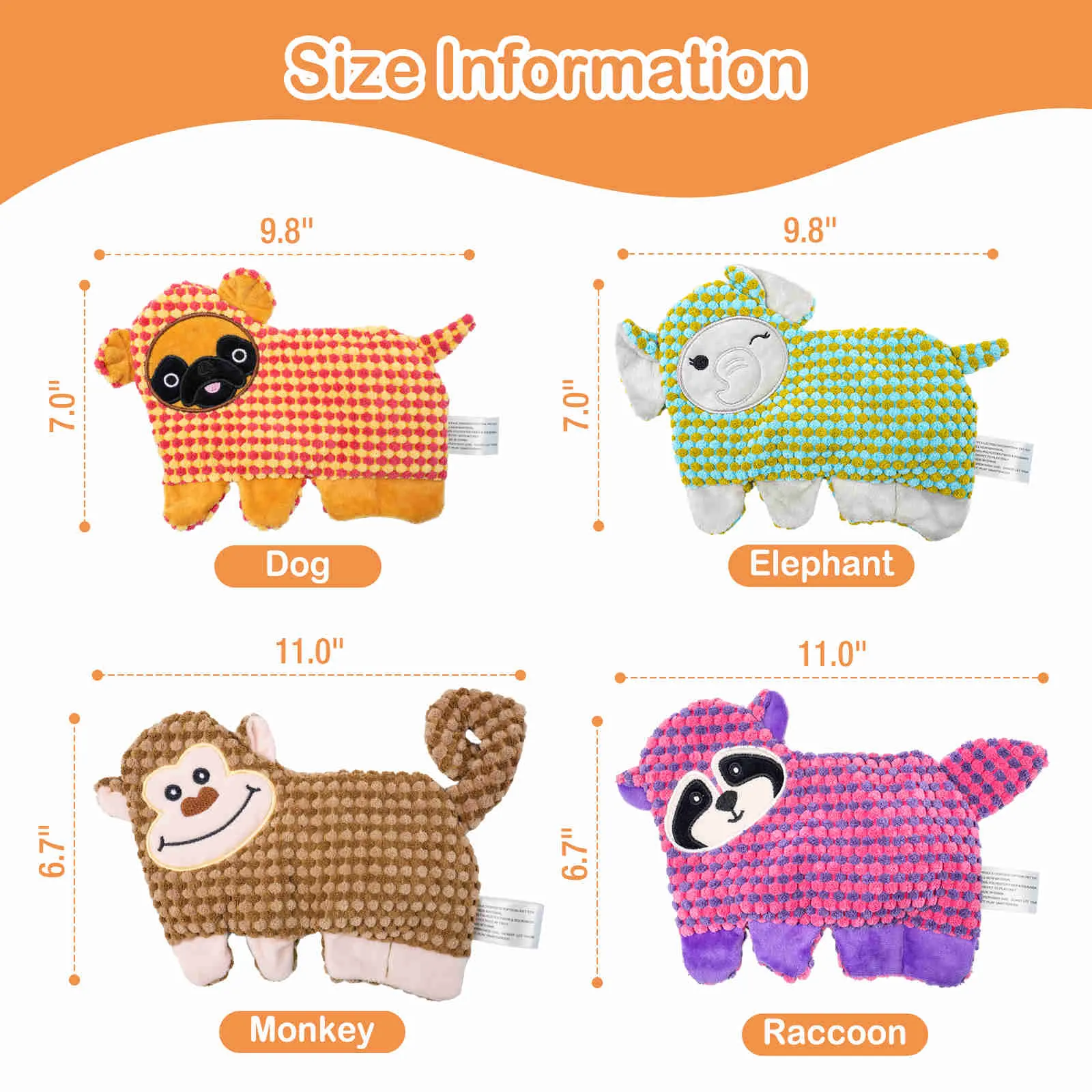 Dog Squeaky Toys Plush Dog Chew Toys, 4 Pack