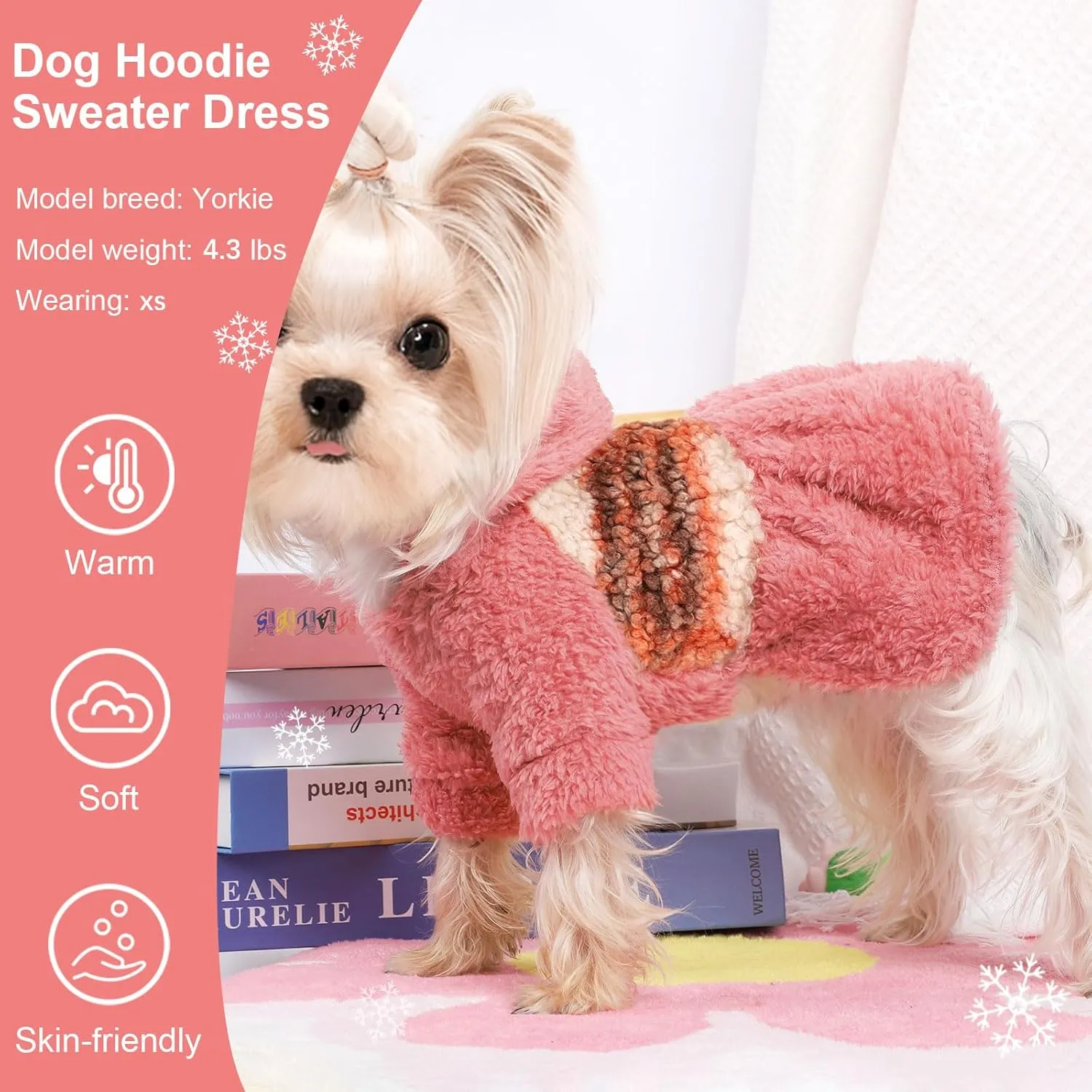 Dog Sweater Dog Hoodie Clothes for Small Dogs Boy Girl Pet Hoodies Cold Weather Coats Fall Puppy Sweatshirt for Chihuahua Yorkie Cat Sweater Costumes