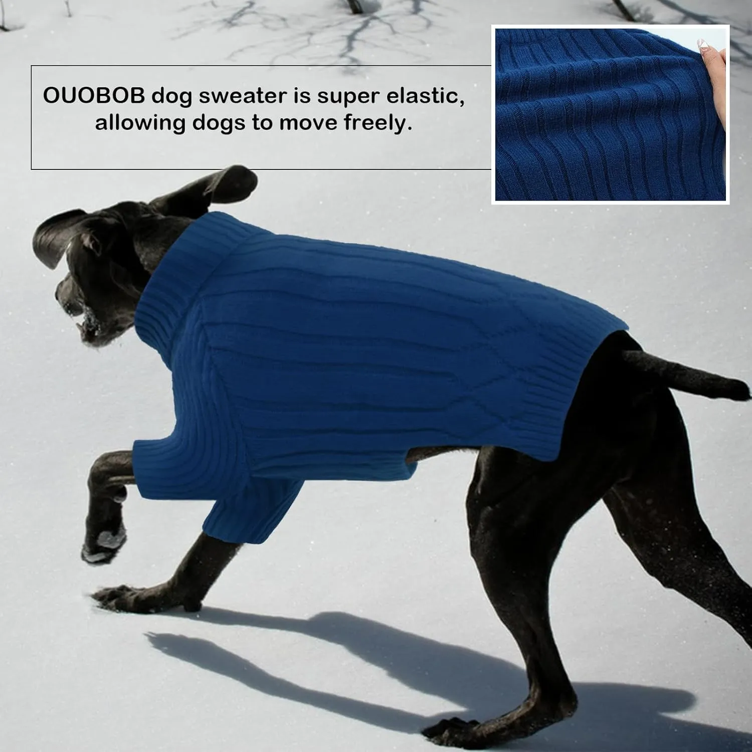 Dog Sweater for Medium Dogs, Warm Winter Fall Dog Sweaters for Dog Girls Boys, Turtleneck Dog Knitwear, Doggie Christmas Sweater, Pet Sweatshirt Clothes Knit French Bulldog, Beagle (Blue M)