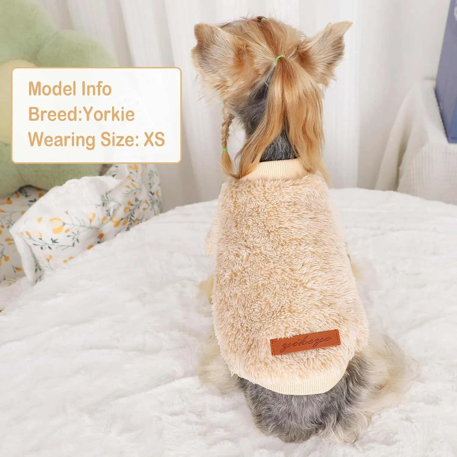 Dog Sweater Sweaters for Small Dogs Girl Purple Fleece Clothes Winter Soft Thickening Warm Puppy Boy Teacup Yorkie Chihuahua (XXS,Khaki)