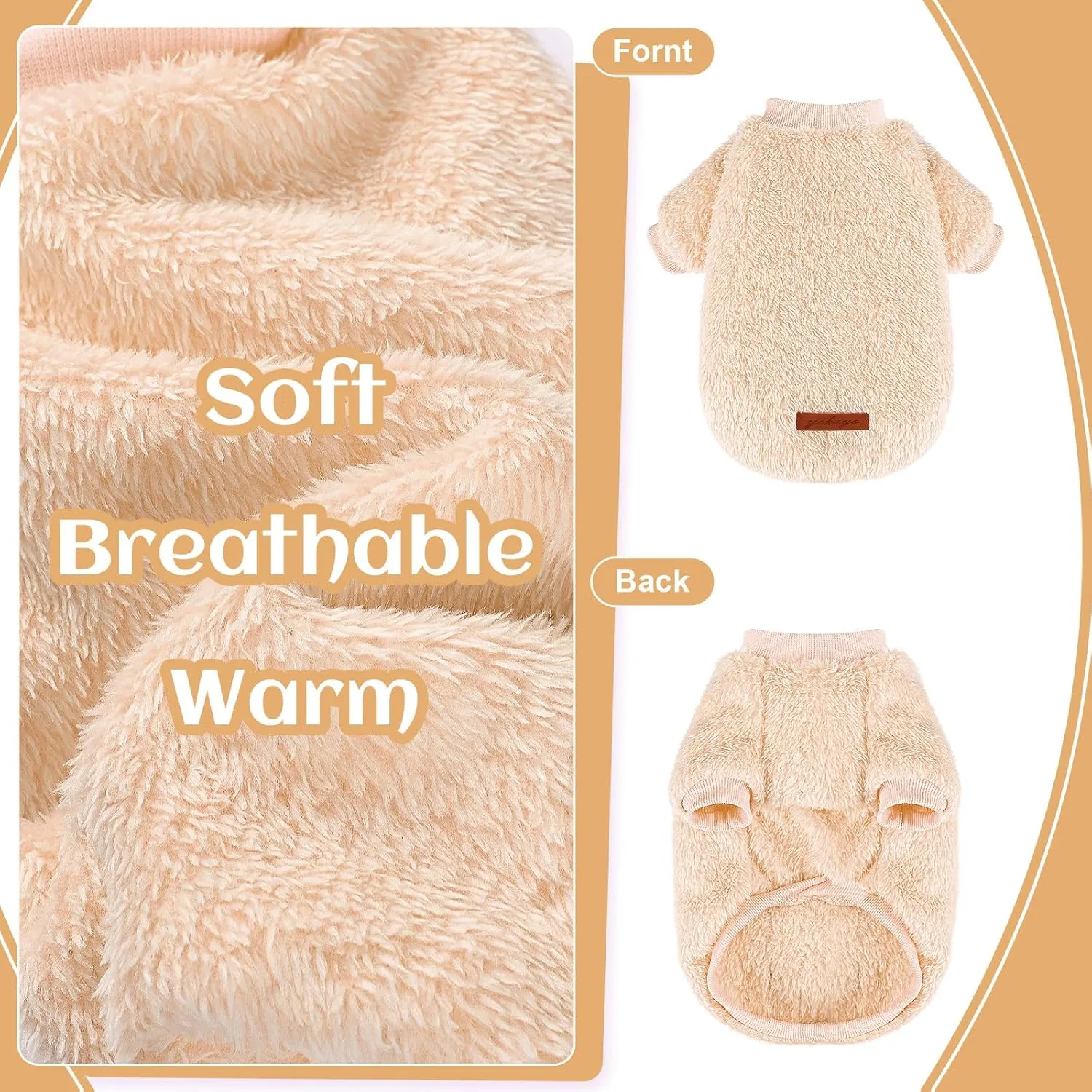 Dog Sweater Sweaters for Small Dogs Girl Purple Fleece Clothes Winter Soft Thickening Warm Puppy Boy Teacup Yorkie Chihuahua (XXS,Khaki)