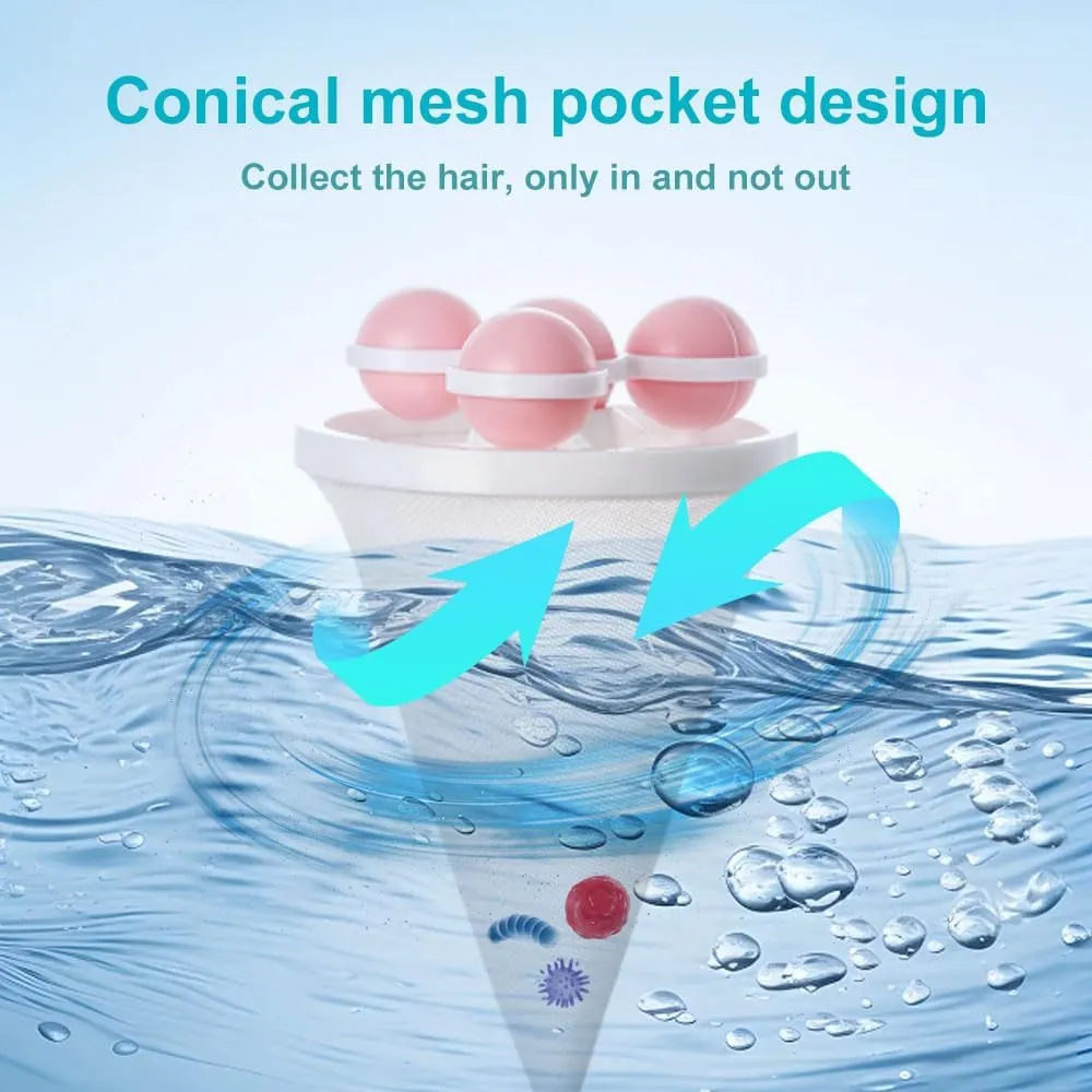 Floating Hair Filtering Mesh Removal 3pcs, 2025 New Pet Hair Lint Catcher for Washing Machine, Pet Dog Hair Catcher Remover Lint Filter Mesh Bag for Laundry (Pink)
