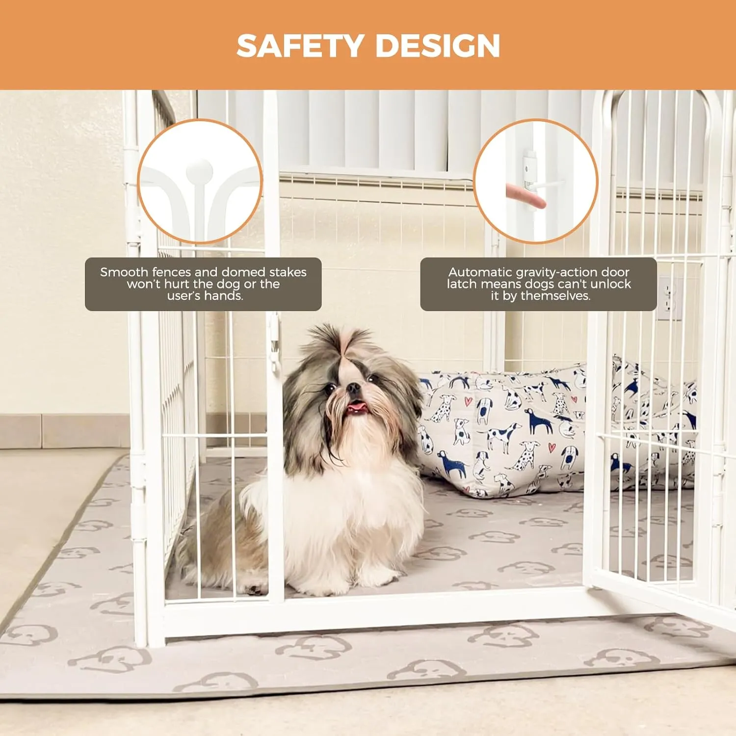 FXW Dog Gate Extra Wide Designed for Indoor Use, Adjustable Width Up to 219-inch Wide (32" H 8 Panels for Puppies and Small Dogs), White